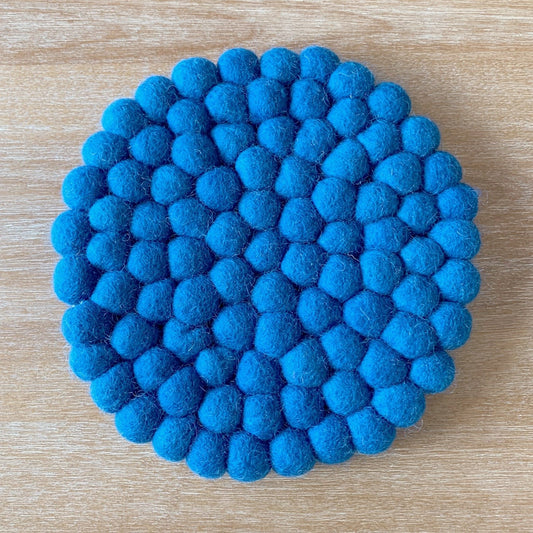 Felted Ball Trivet, Sapphire Blue