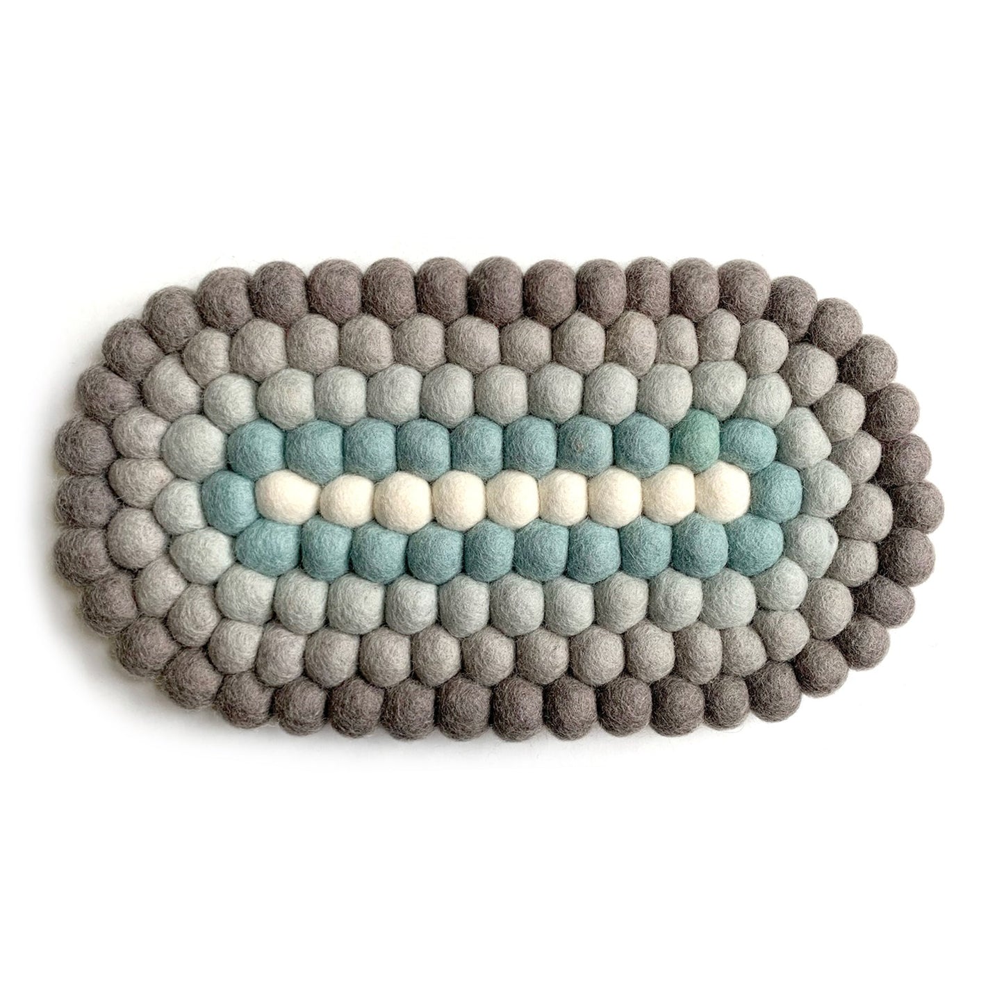 Wool Felted Ball Oval Trivet Grey/Ivory