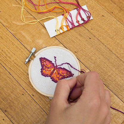 Bamboo embroidery hoop and canvas from butterfly cross stitch kit.