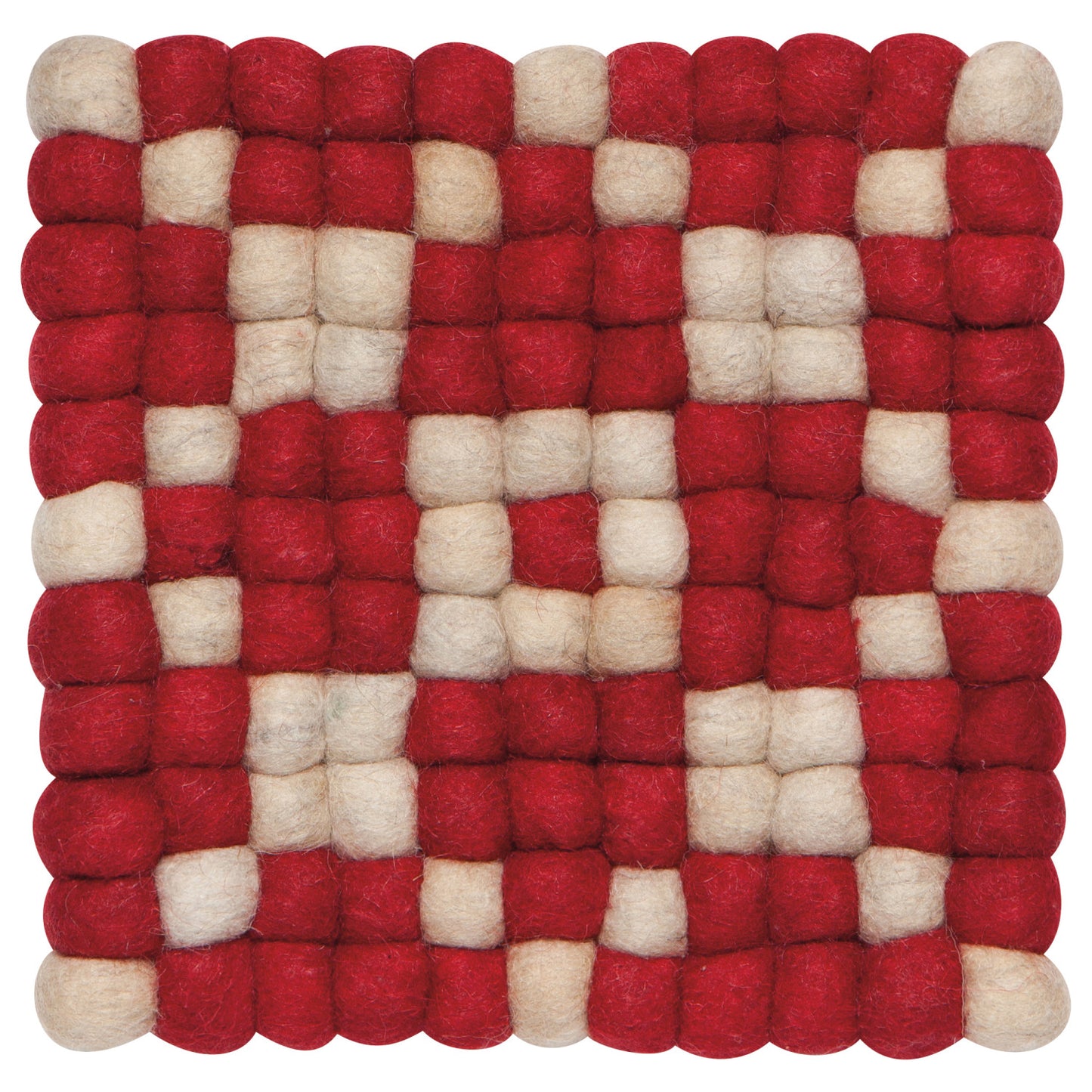 Wool Cranberry Dot Trivet