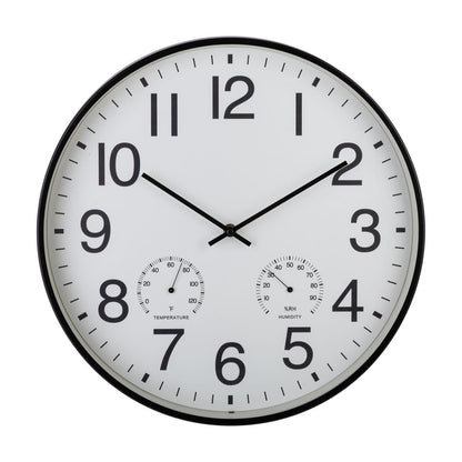 Aluminum Outdoor Wall Clock With Temp  Humidity Gauges