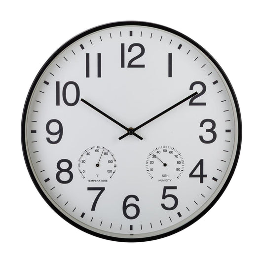 Aluminum Outdoor Wall Clock With Temp  Humidity Gauges
