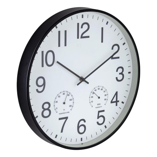 Aluminum Outdoor Wall Clock With Temp  Humidity Gauges