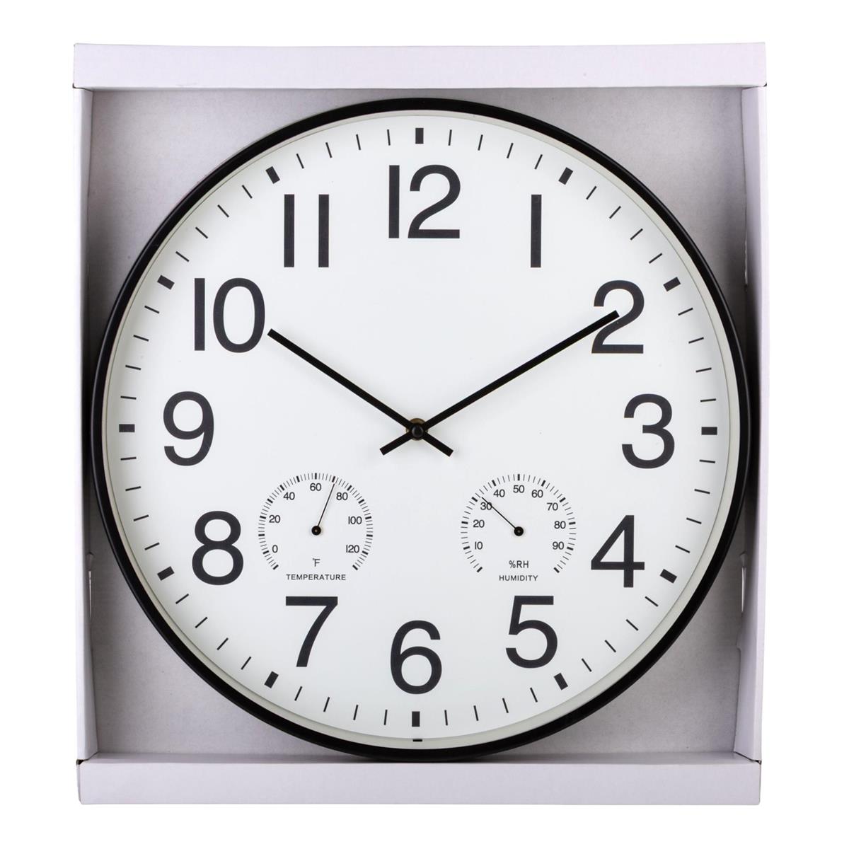 Aluminum Outdoor Wall Clock With Temp  Humidity Gauges