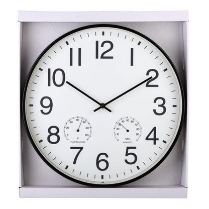 Aluminum Outdoor Wall Clock With Temp  Humidity Gauges