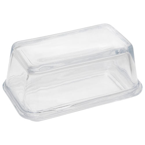 Clear glass covered butter dish with rectangular lid - PABOOM