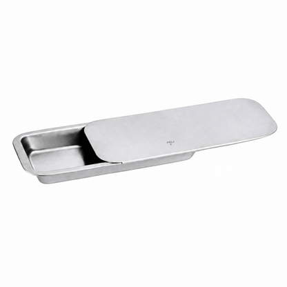 Onyx stainless steel ice cube tray lid sliding onto tray base - PABOOM