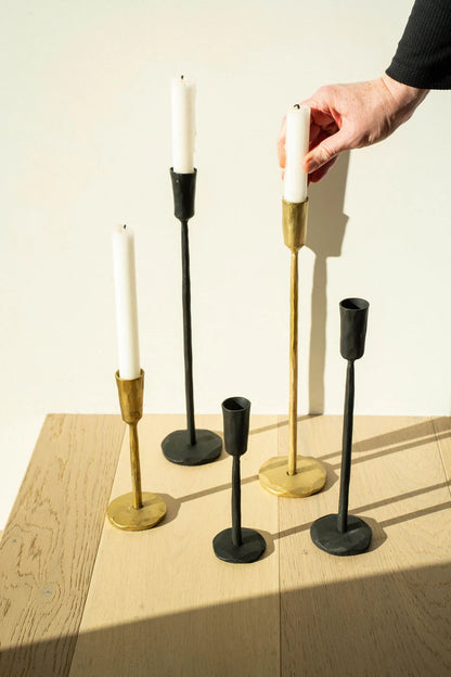 Luna Forged Candleholder Black