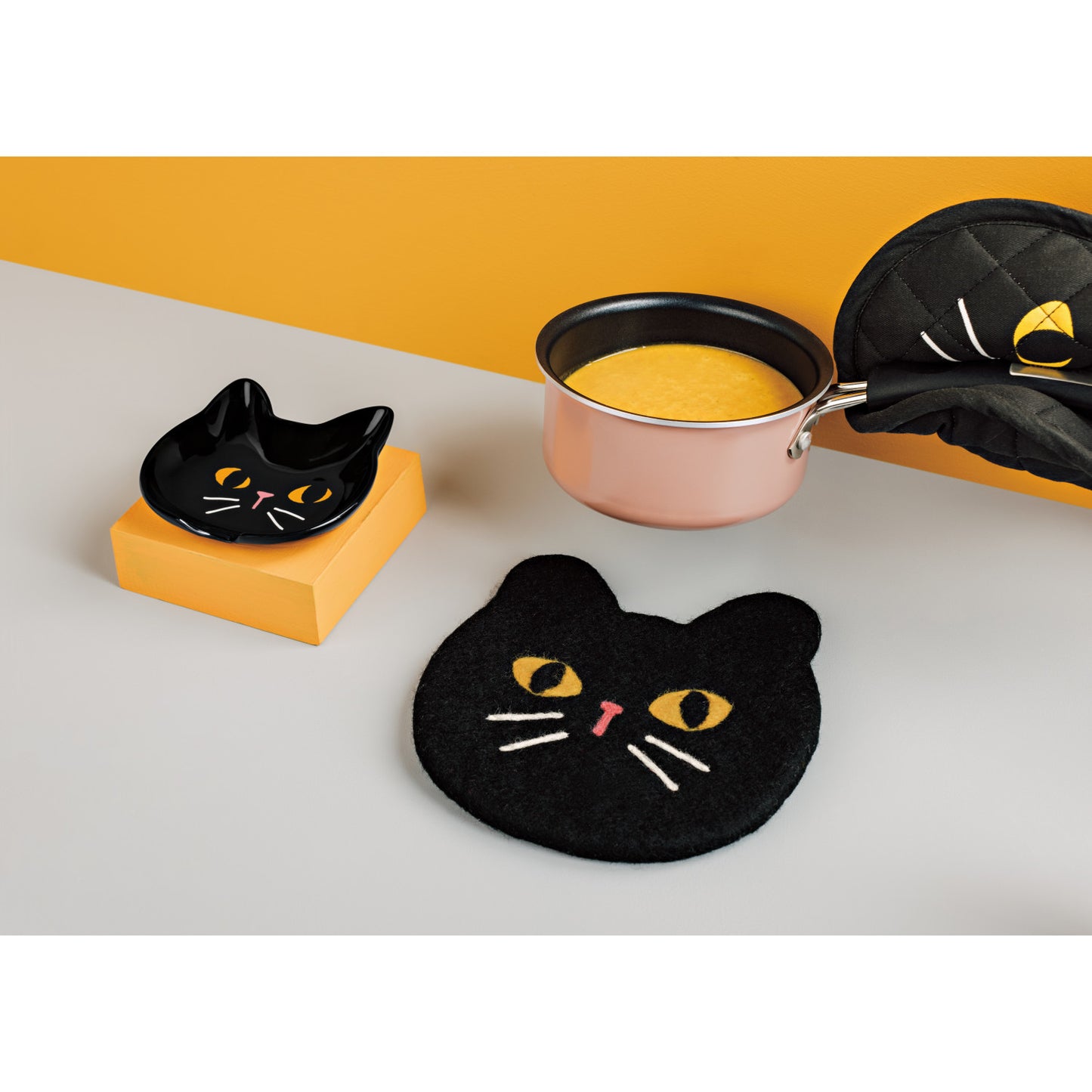 Black Cat Felt Wool Trivet