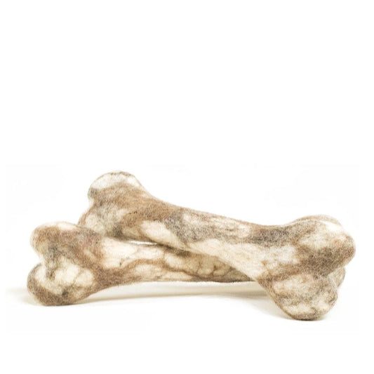 Wool Felted Dog Bone Marble White