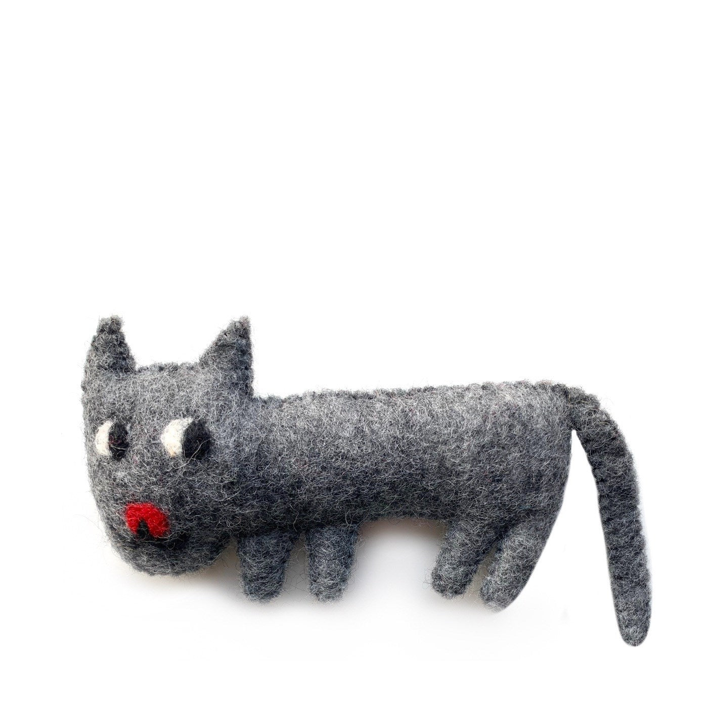 Wool Felted Grey Cat Toy