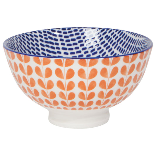 Orange Blue Blossom Stamped Bowl