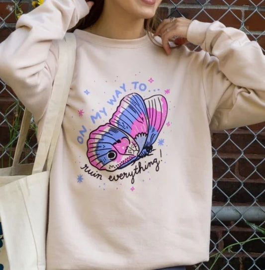 Ruin Butterfly Sweatshirt Pink Salt