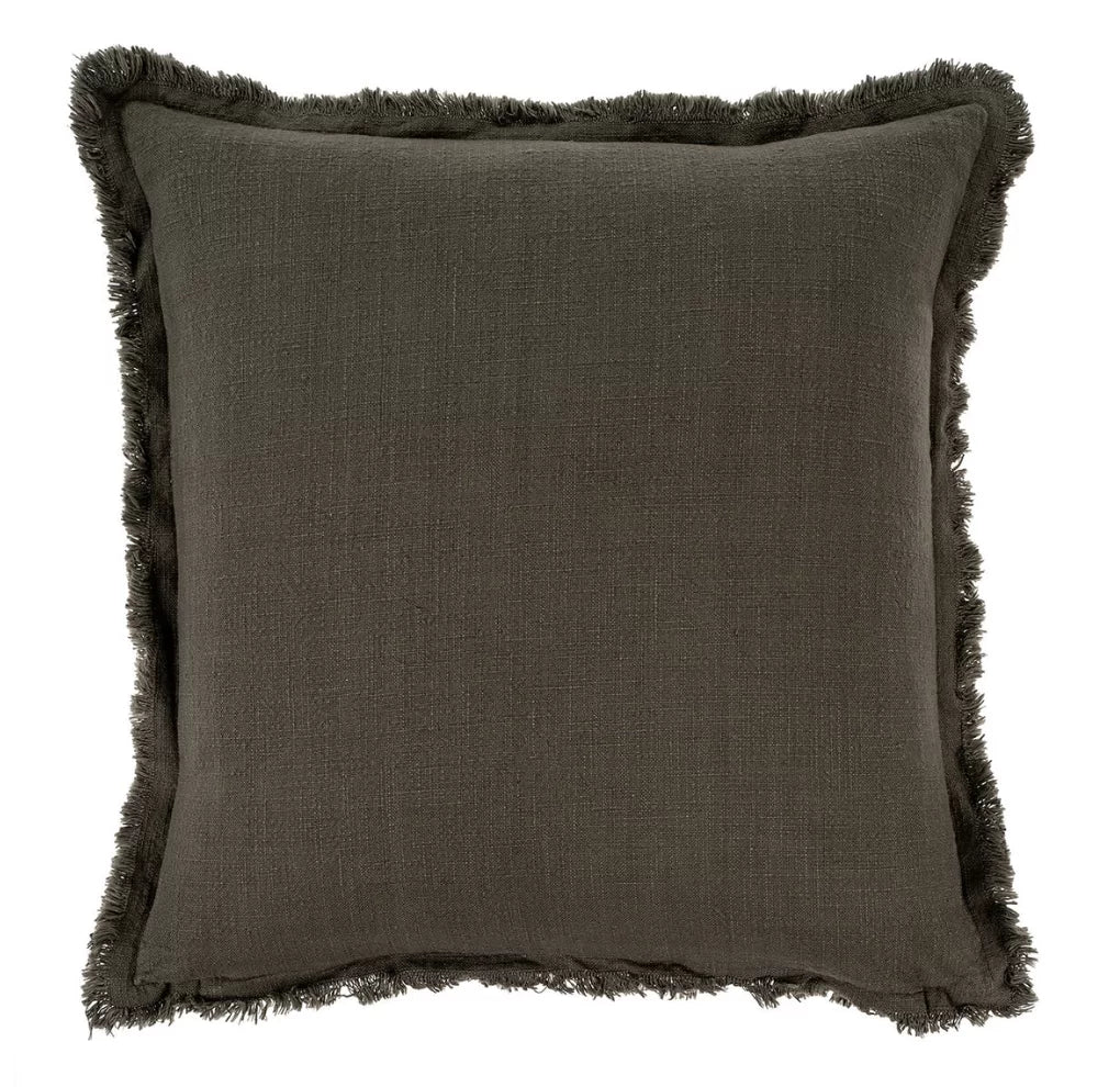 Frayed Edge Pillow Dark Grey