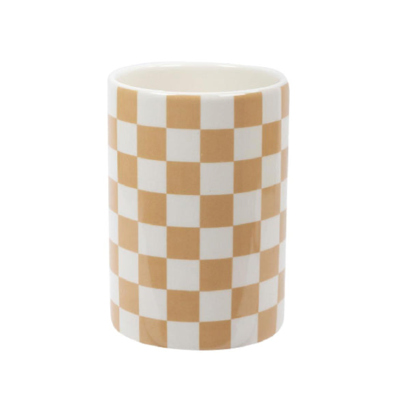 Checkered Cylinder Wheat Vase