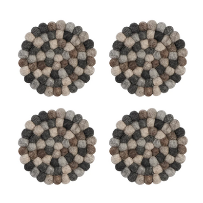 Modwool Natural Felt Ball  Coasters Set