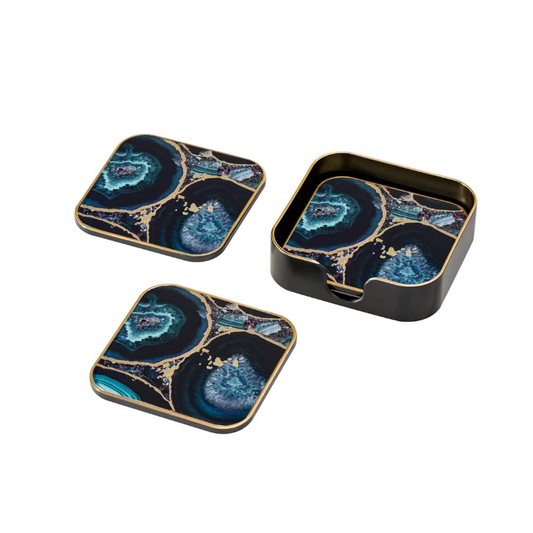 Agate Savoy Gold Trim Coasters Set