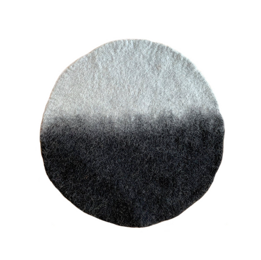 Felted Wool Placemat Round Black and Grey