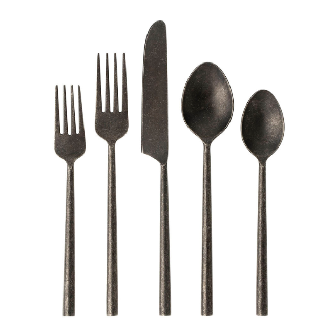 Tides Stainless Tumbled Black Flatware