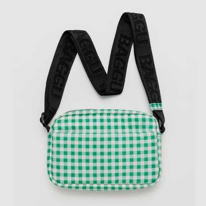 Baggu Camera Crossbody Gingham Green