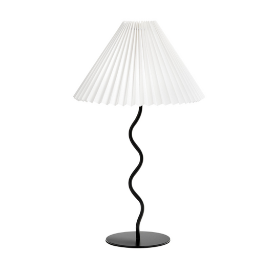 Curved Iron Base Lamp with White Shade