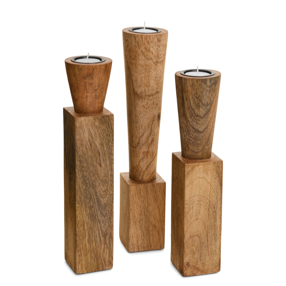 Sassari Mango Wood Candle Holder