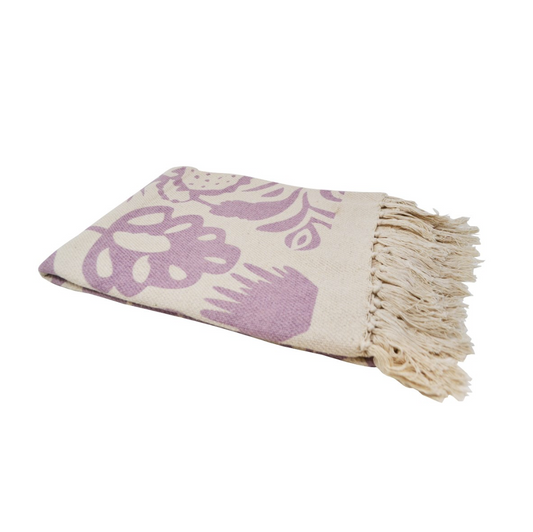 Lilac Floral Pattern Throw