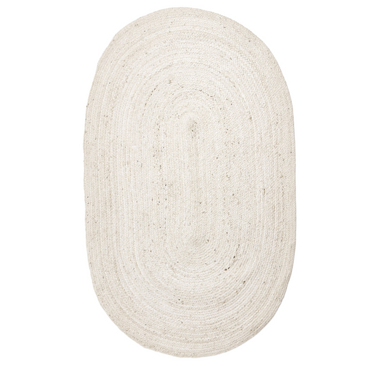 Bodinar Oval Jute Rug White