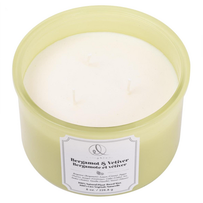 Candle With Wood Lid 3Wick Bergamot & Vetiver