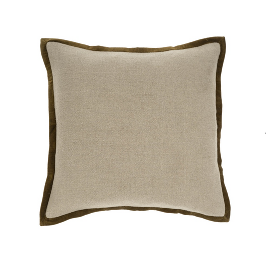 Velvet Trim Pillow Green 24x24”