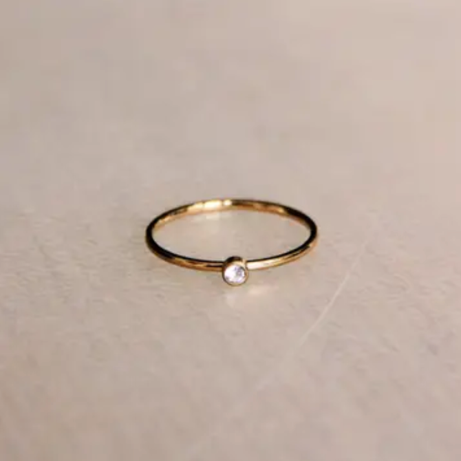 Minimalist Mini Zirconia Ring, Champagne