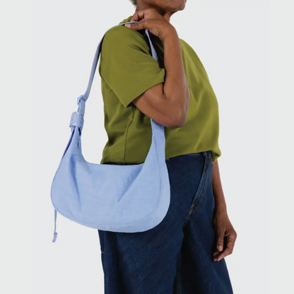 Medium Nylon Crescent Bag French Blue