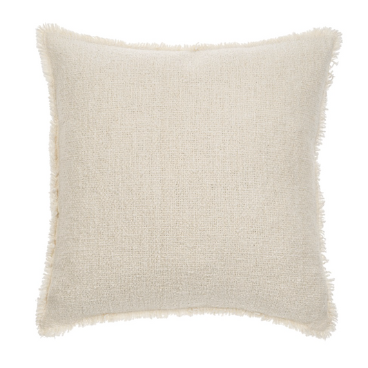 Fringed Boucle Pillow Off White