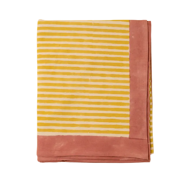 Sun Stripe Block Print Tablecloth