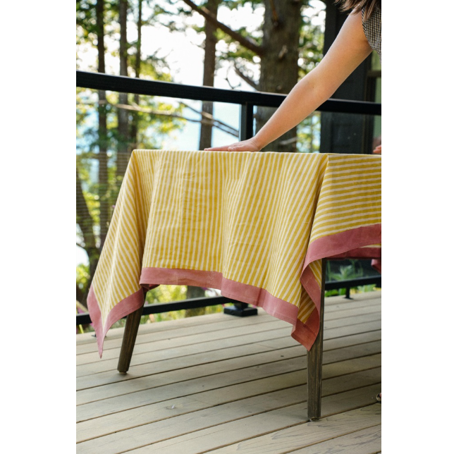 Sun Stripe Block Print Tablecloth