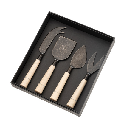 Maple Wood Cheese Knives Tumbled Black
