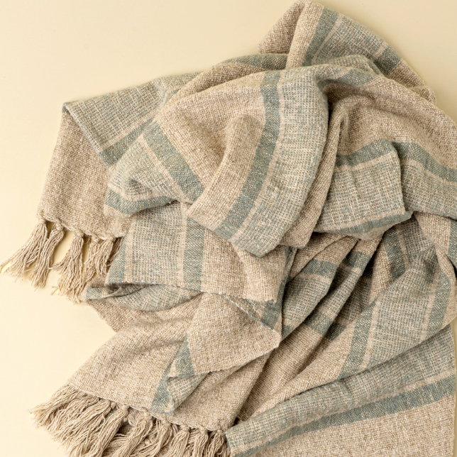 Tulum Striped Throw Blue