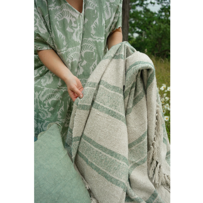 Tulum Striped Throw Blue
