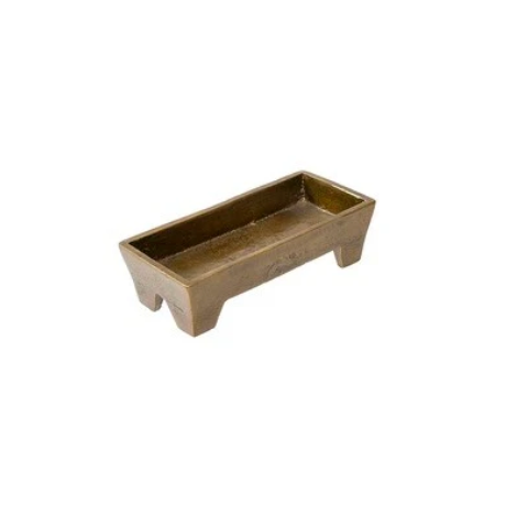 Small rectangular bronze aluminum footed tray with four short legs - PABOOM