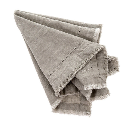 Frayed Edge Napkin Crystal Grey