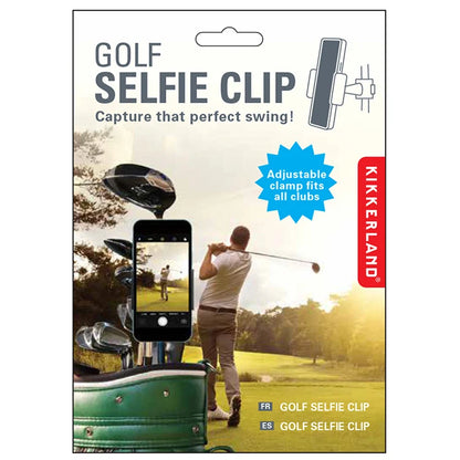 Golf selfie clip packaging on white background.