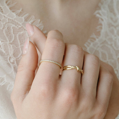 Everly Knot Ring styled on hand - PABOOM