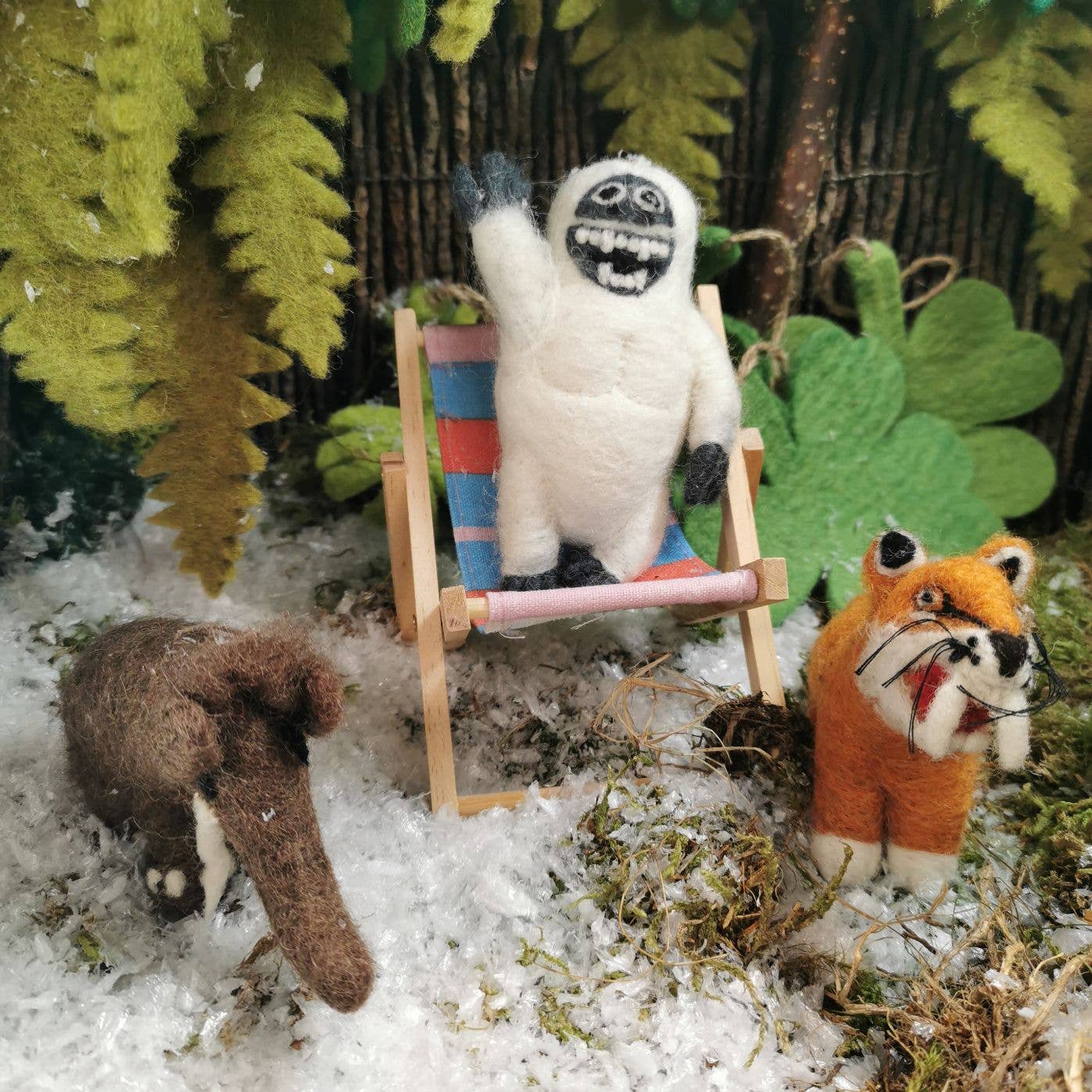 Handmade Felt Yeti Biodegradable Hanging Decoration