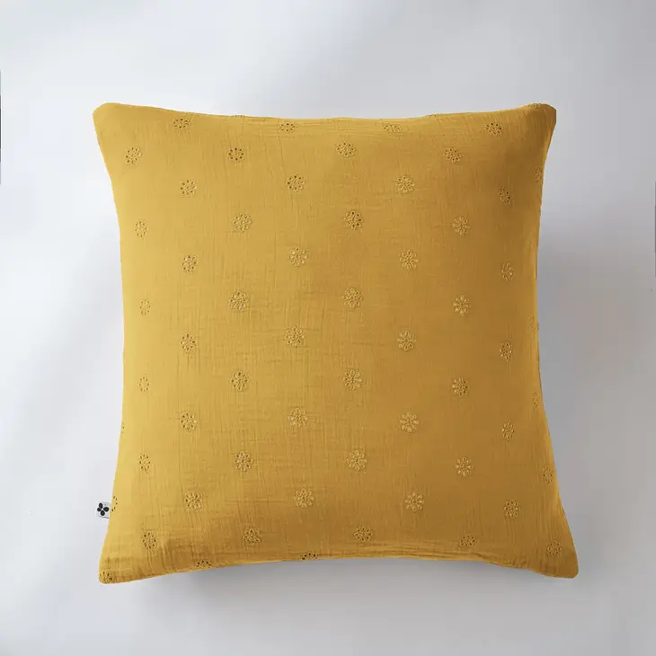 Boho Cotton Gauze Cushion Cover 24" Saffron