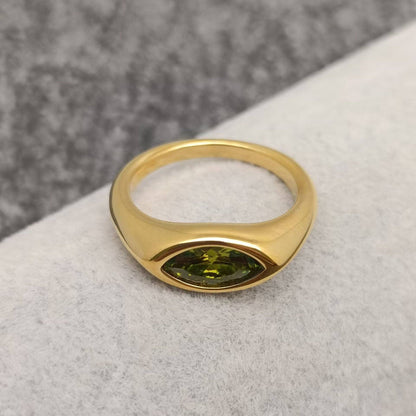 Horse Eye Zircon Ring - Green