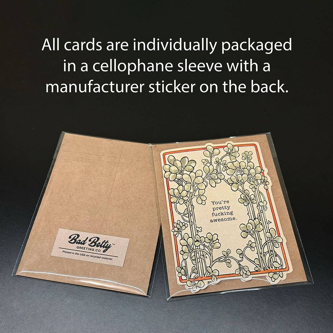 Jumper Cables Insult card packaged in a cellophane sleeve
