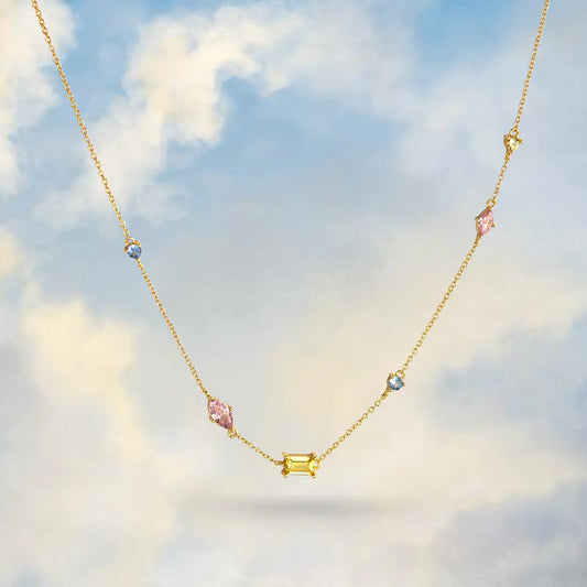 Pastel Multi-Jewel Necklace Gold