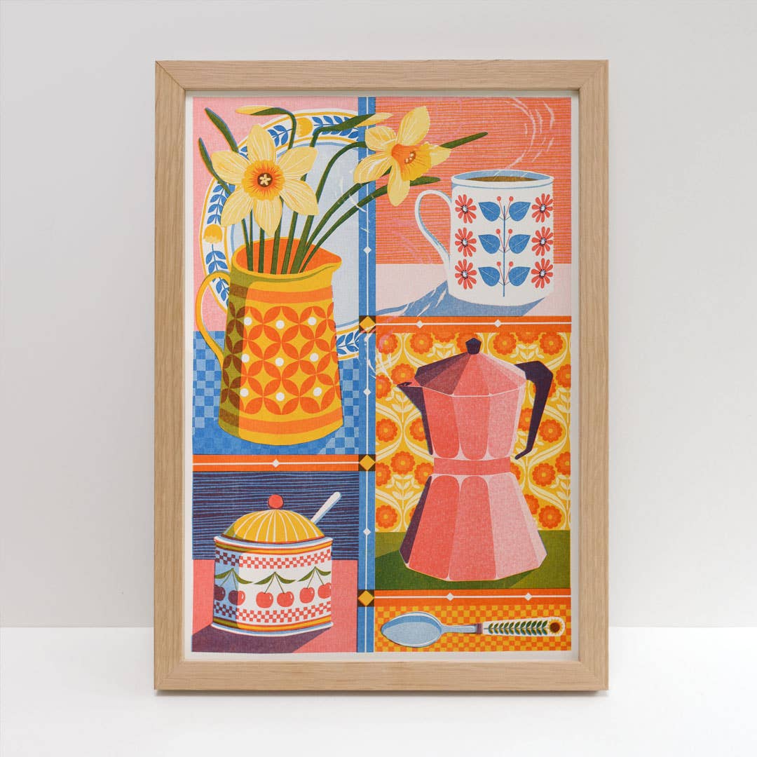 Coffee & Daffodil A3 Risograph Print