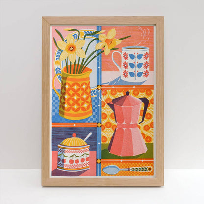 Coffee & Daffodil A3 Risograph Print