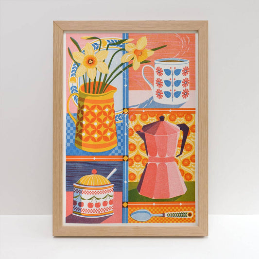Coffee & Daffodil A3 Risograph Print